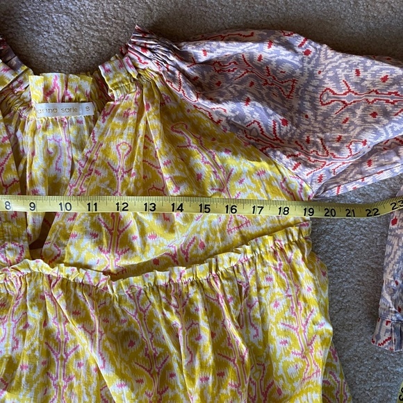 Charina Sarte‎ Swing Mini Dress Women's S Yellow Pink Poppy India Print - Picture 13 of 16